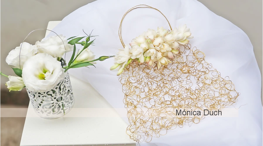 FLORAL BAG - RAMO DE NOVIA de AUTOR - Tonos blanco y dorado